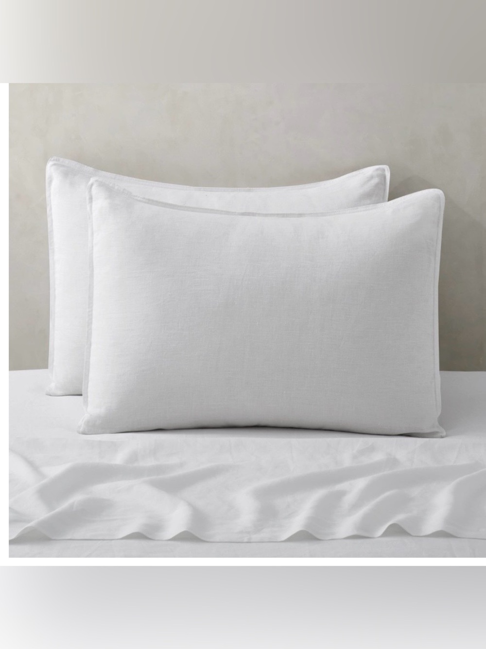 100% Pure French Linen Pillowcases KING SIZE 20x36” (2-pack) WHITE